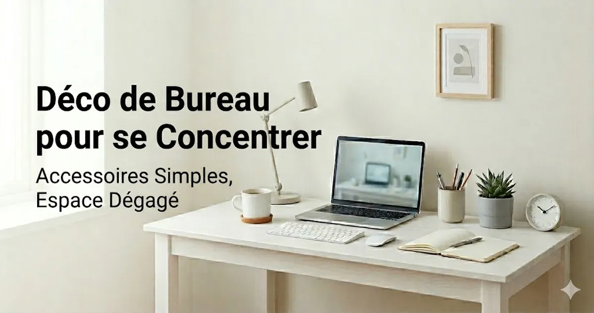 Bureau pensé pour la concentration avec des accessoires déco simples et un espace de travail dégagé