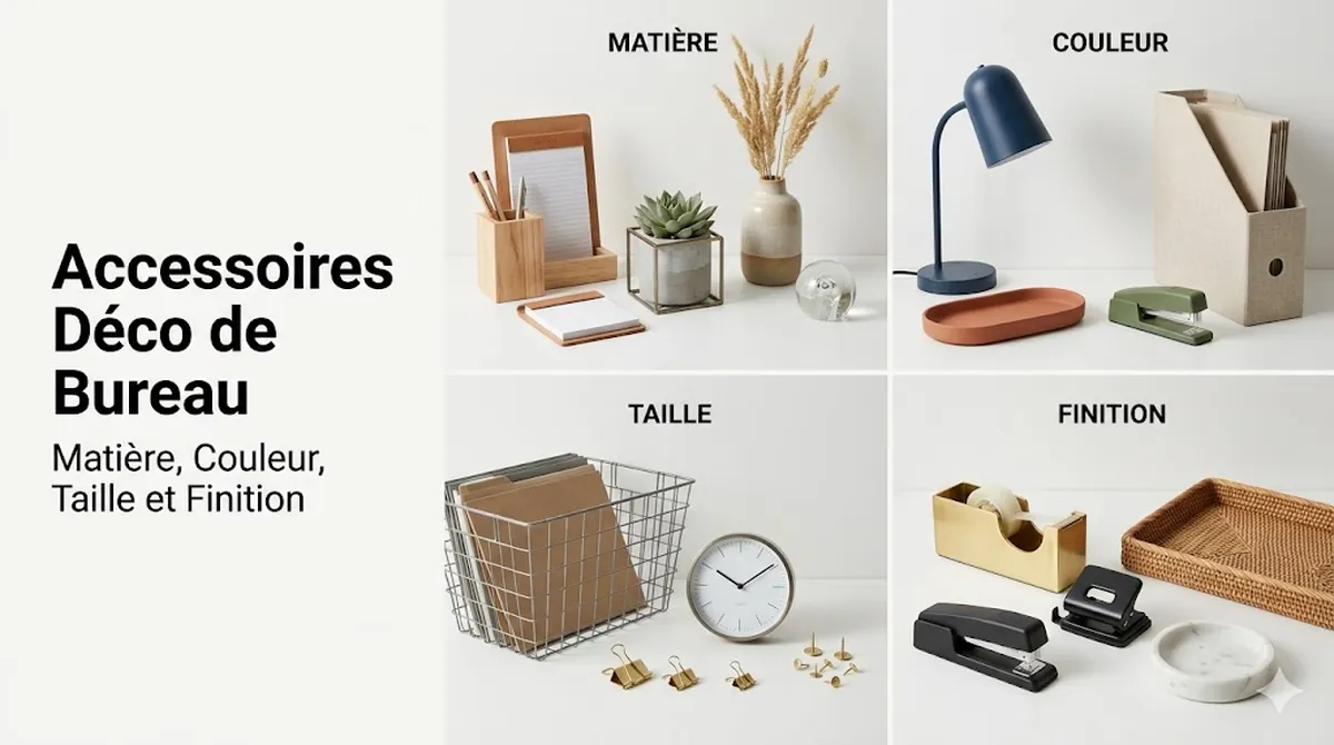 Accessoires déco de bureau classés par matière, couleur, taille et finition