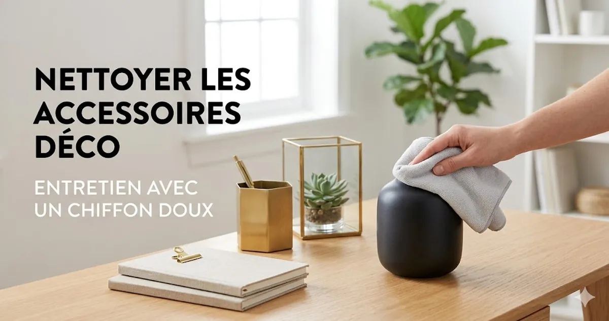 Accessoires déco de bureau nettoyés et entretenus avec un chiffon doux