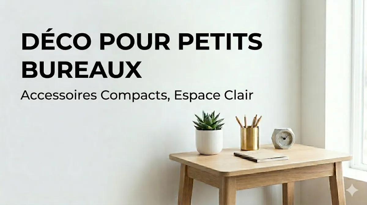 Accessoires déco compacts disposés sur un petit bureau sans l’encombrer