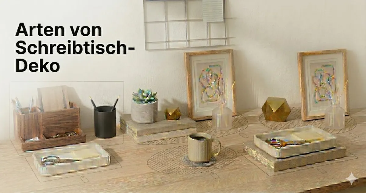 Différents types d’accessoires déco de bureau regroupés par fonction et style décoratif