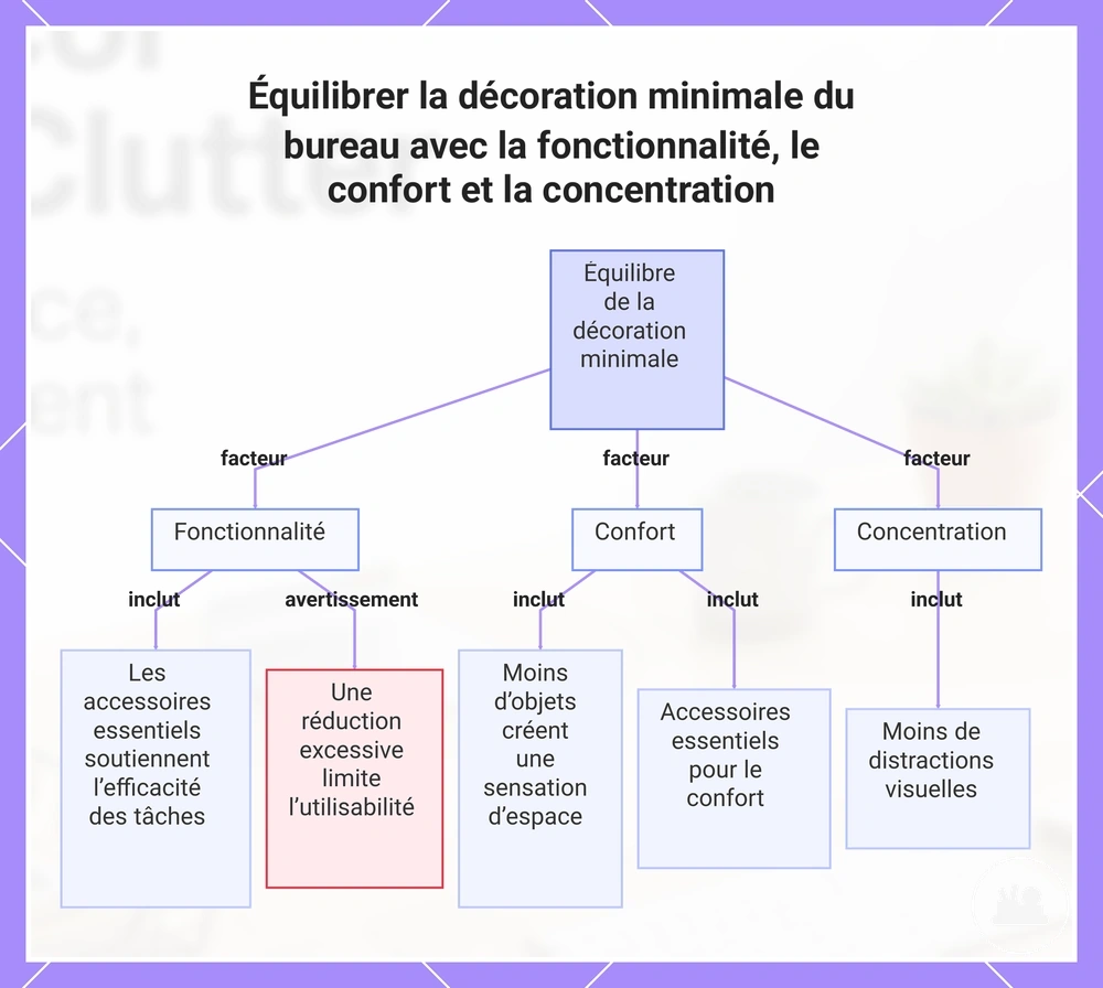 Équilibrer la décoration minimale du bureau avec la fonctionnalité, le confort et la concentration
