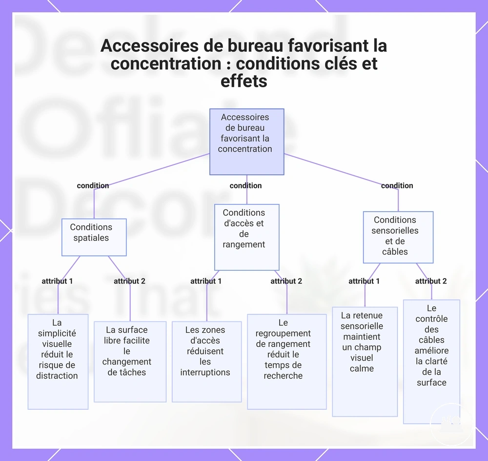 Accessoires de bureau favorisant la concentration : conditions clés et effets
