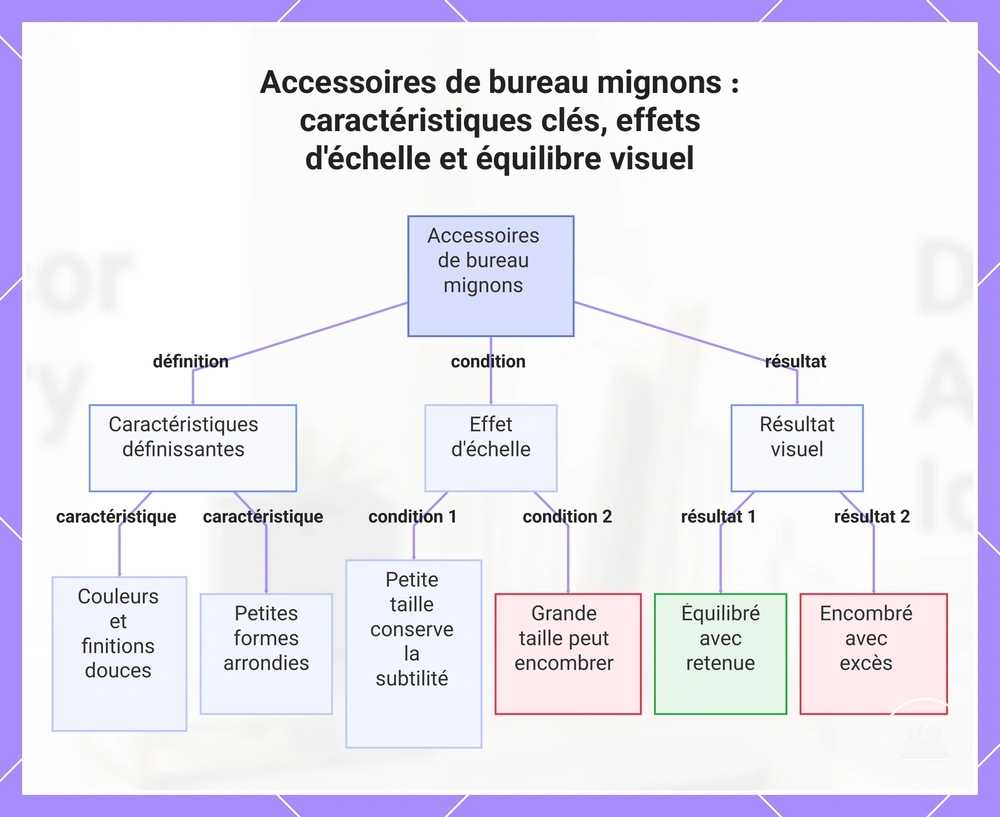 Accessoires de bureau mignons : caractéristiques clés, effets d'échelle et équilibre visuel