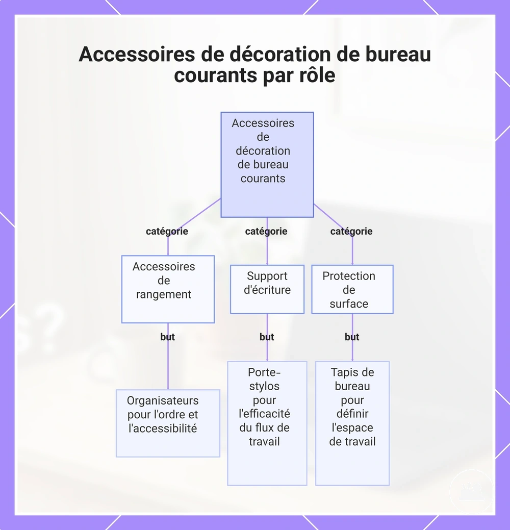 Accessoires de décoration de bureau courants par rôle