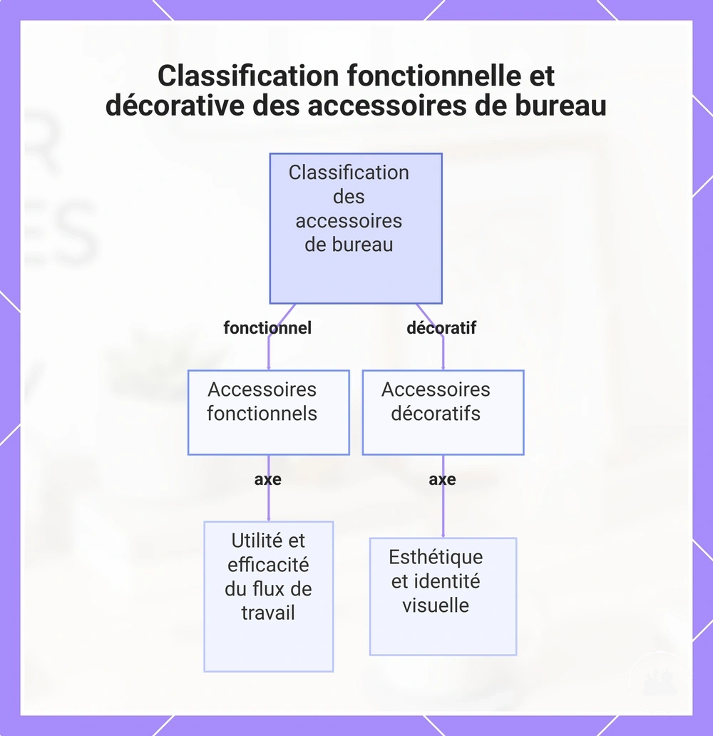 Classification fonctionnelle et décorative des accessoires de bureau