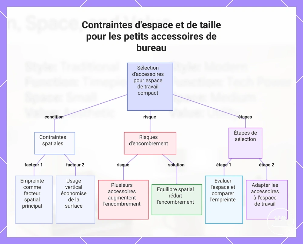 Contraintes d'espace et de taille pour les petits accessoires de bureau