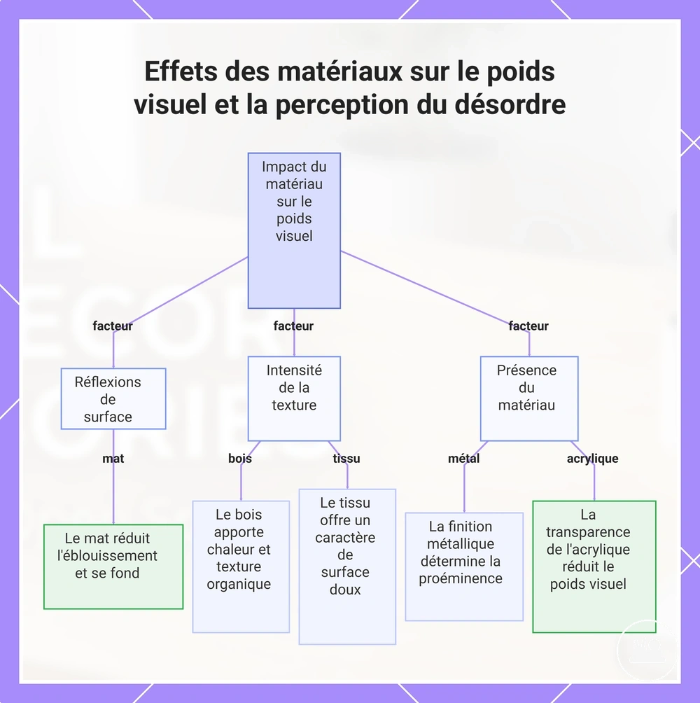 Effets des matériaux sur le poids visuel et la perception du désordre