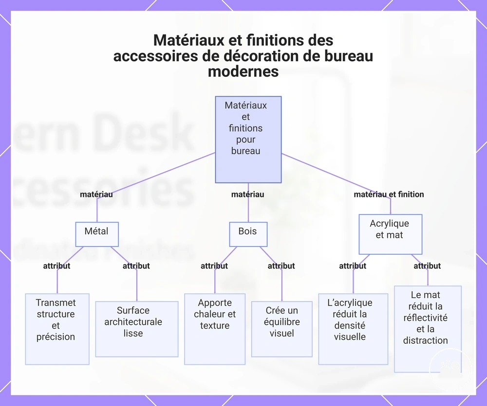 Matériaux et finitions des accessoires de décoration de bureau modernes