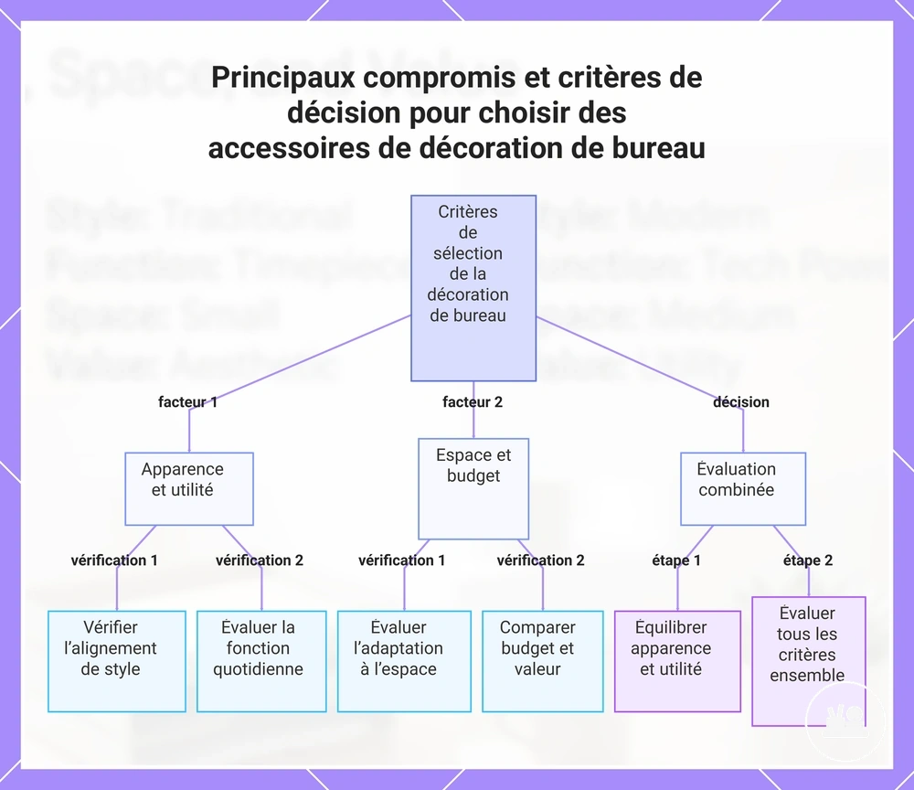 Principaux compromis et critères de décision pour choisir des accessoires de décoration de bureau