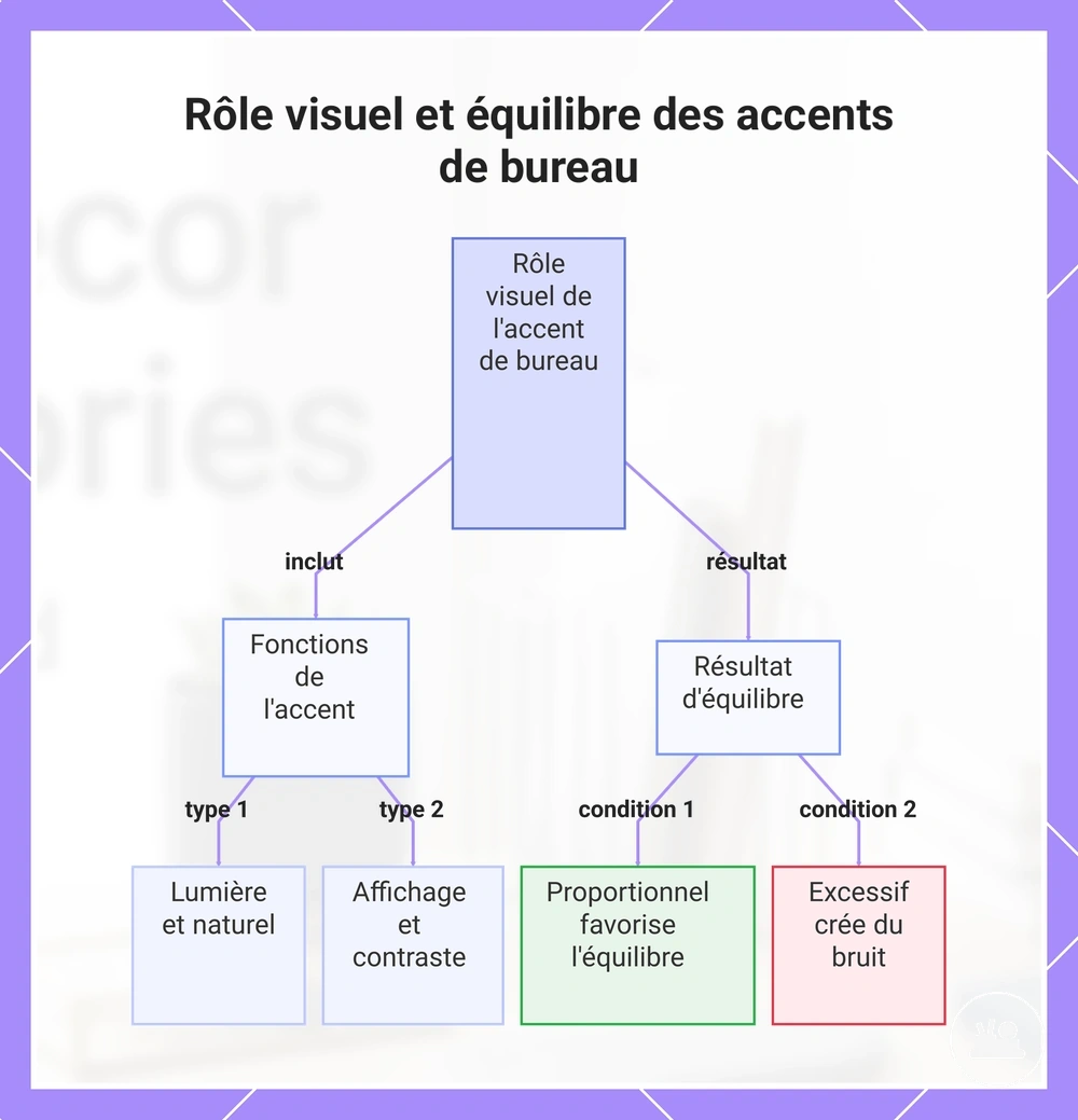 Rôle visuel et équilibre des accents de bureau