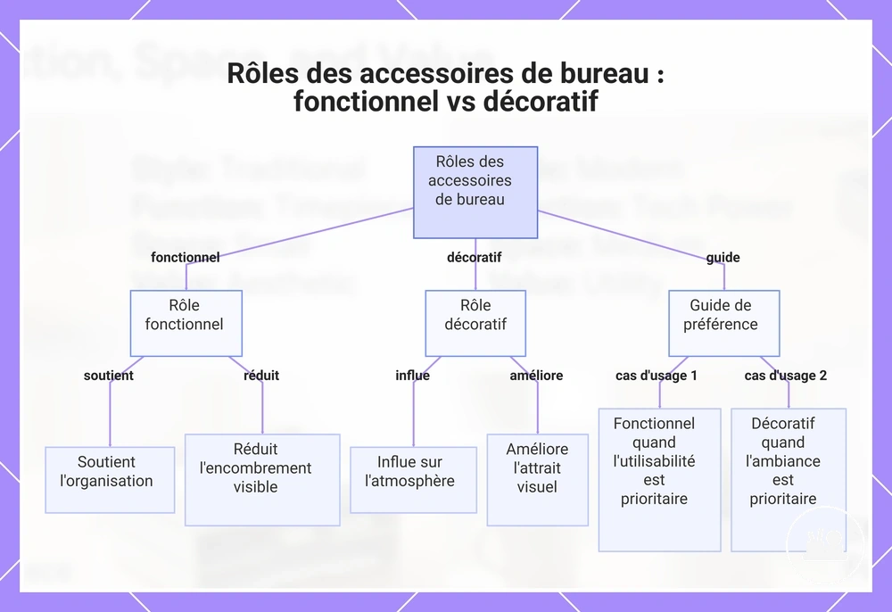 Rôles des accessoires de bureau : fonctionnel vs décoratif