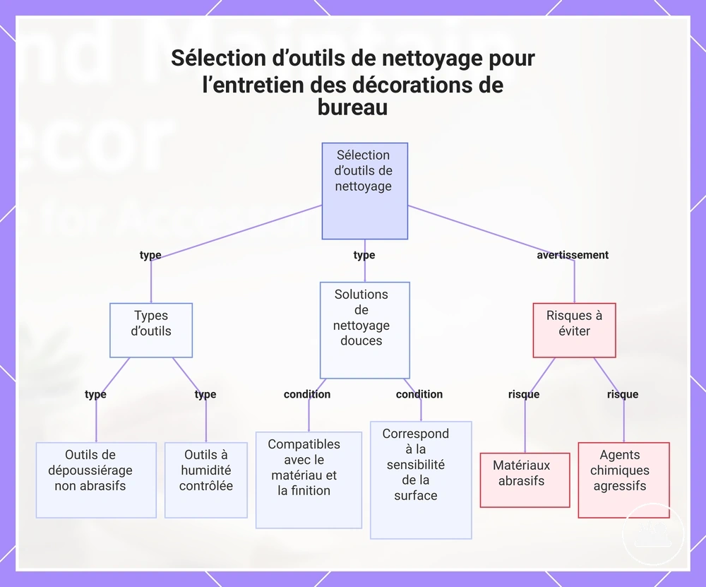 Sélection d’outils de nettoyage pour l’entretien des décorations de bureau