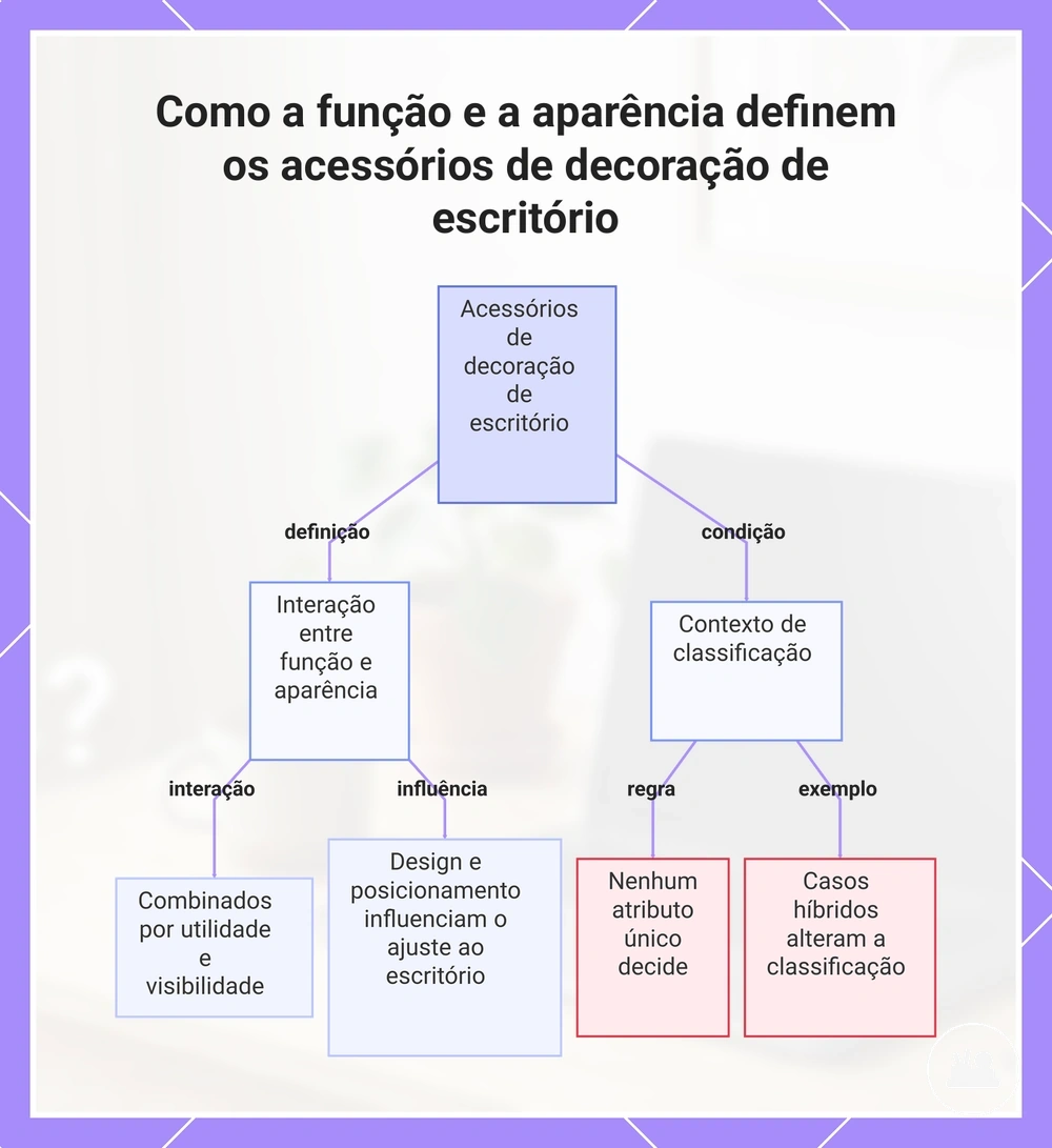 Como a função e a aparência definem os acessórios de decoração de escritório