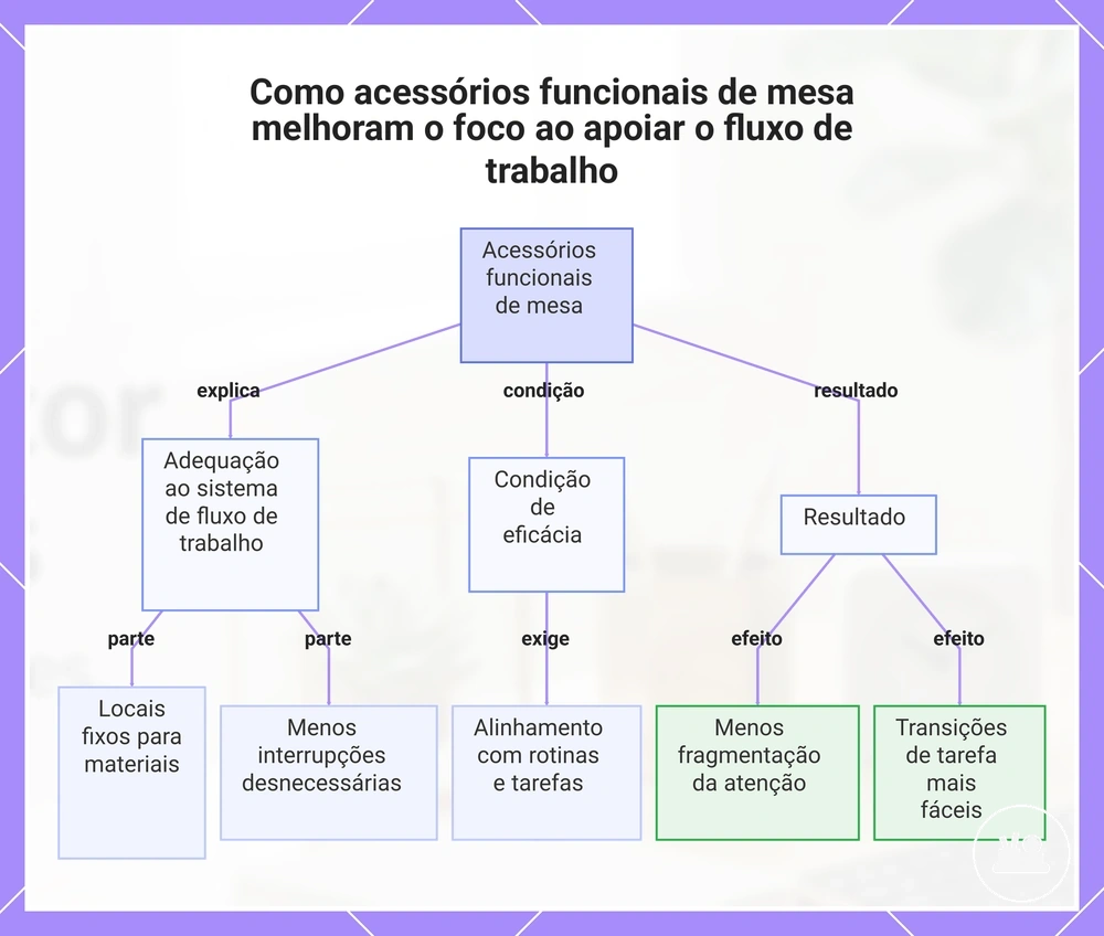 Como acessórios funcionais de mesa melhoram o foco ao apoiar o fluxo de trabalho