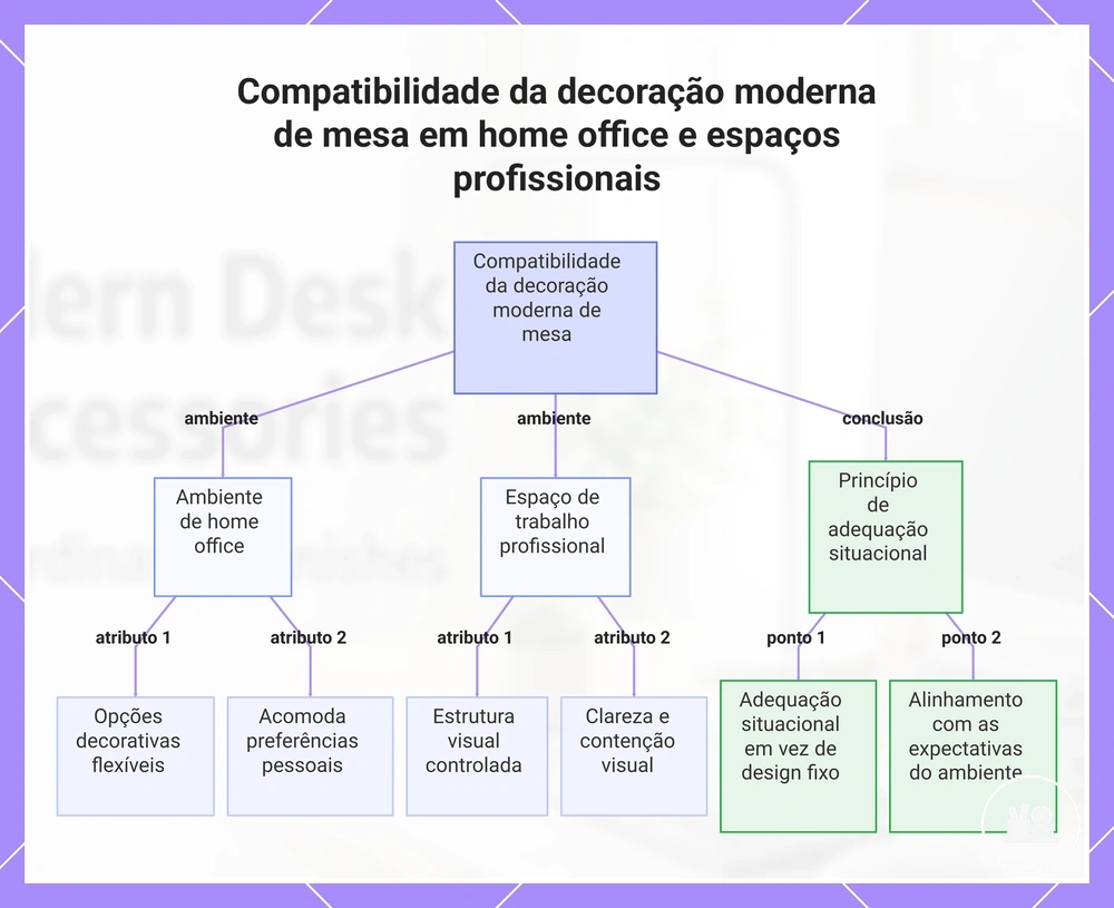 Compatibilidade da decoração moderna de mesa em home office e espaços profissionais