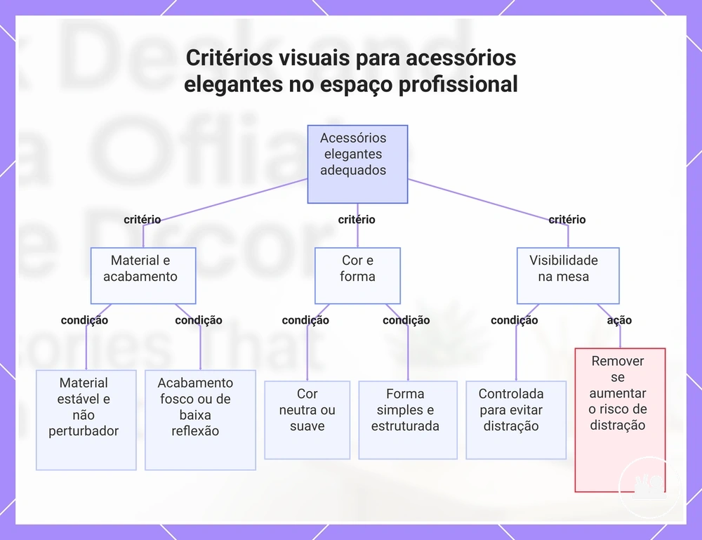 Critérios visuais para acessórios elegantes no espaço profissional