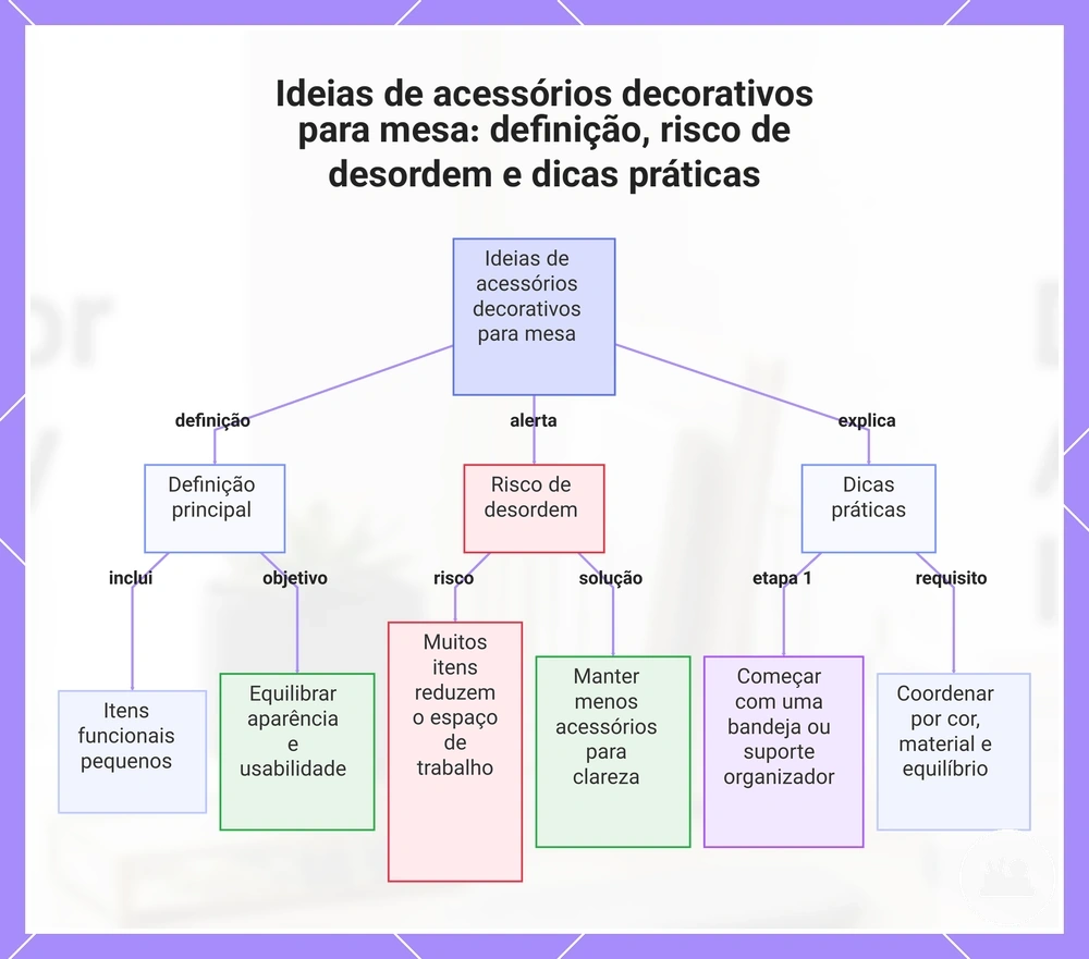 Ideias de acessórios decorativos para mesa: definição, risco de desordem e dicas práticas
