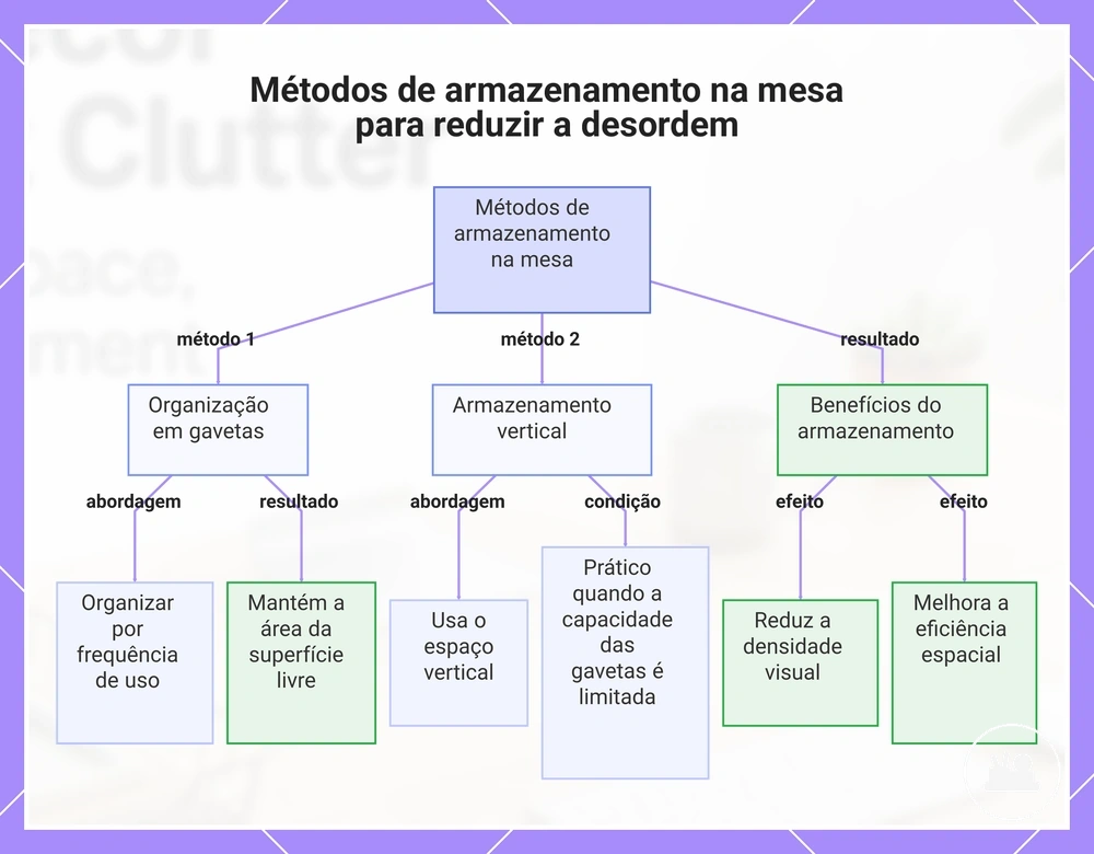 Métodos de armazenamento na mesa para reduzir a desordem