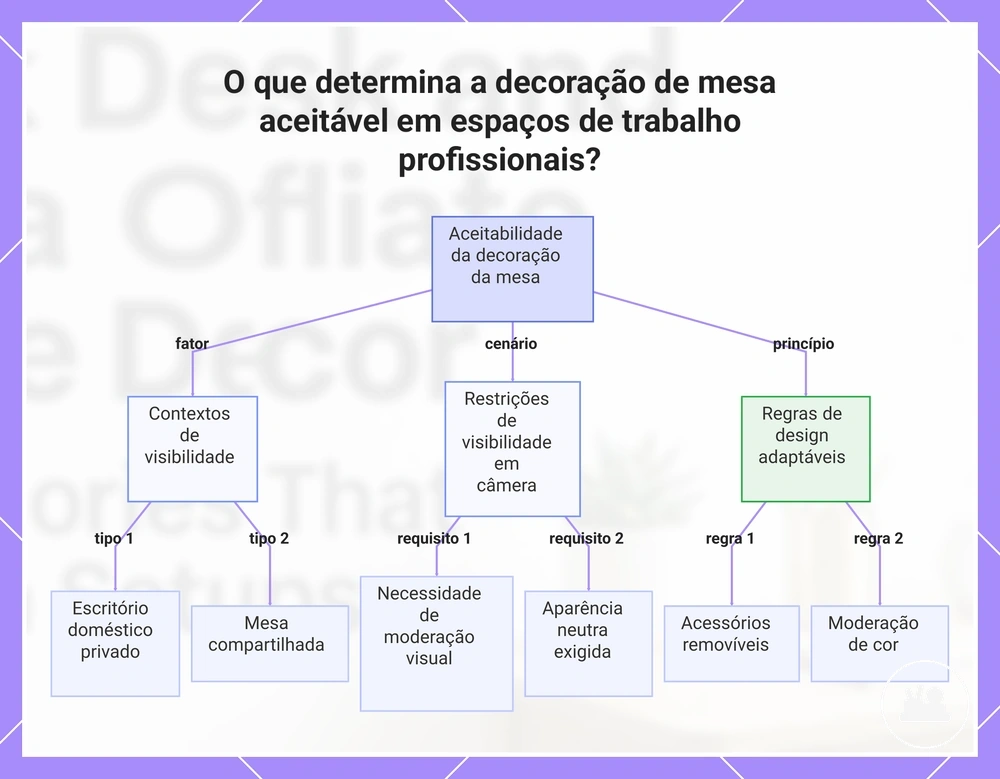 O que determina a decoração de mesa aceitável em espaços de trabalho profissionais?