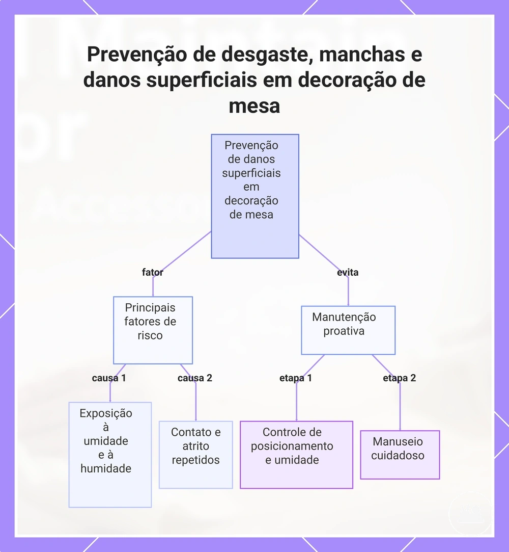 Prevenção de desgaste, manchas e danos superficiais em decoração de mesa