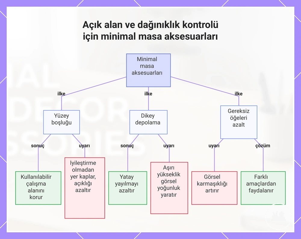Açık alan ve dağınıklık kontrolü için minimal masa aksesuarları