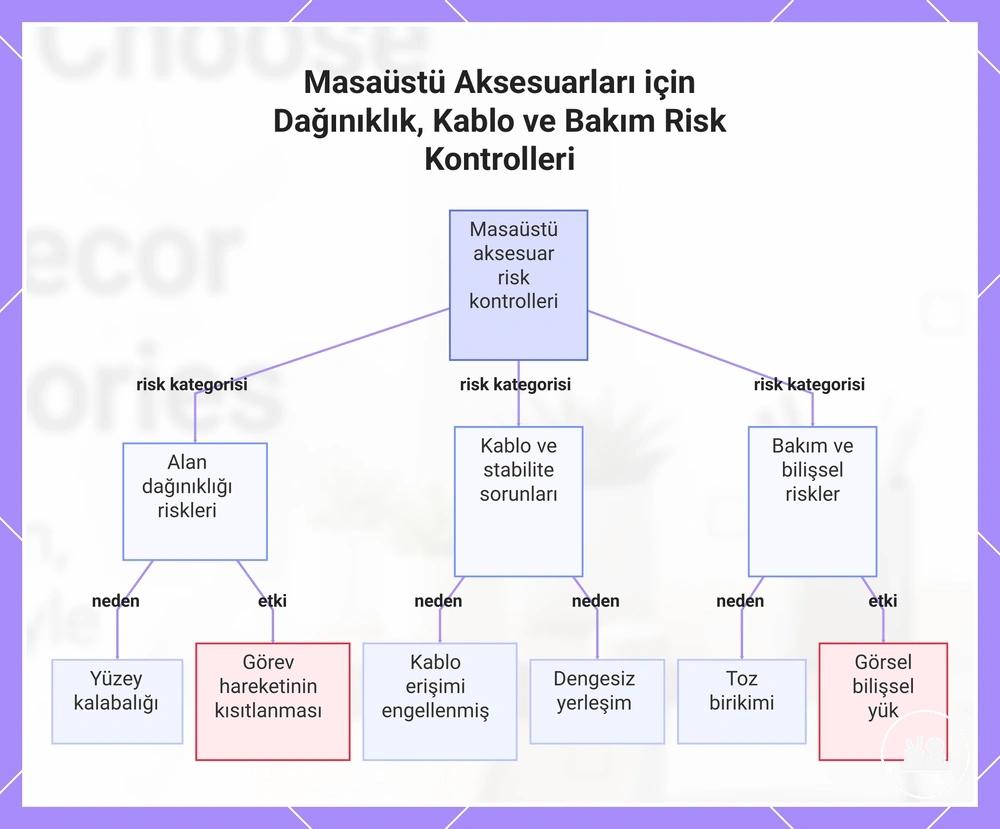 Masaüstü Aksesuarları için Dağınıklık, Kablo ve Bakım Risk Kontrolleri