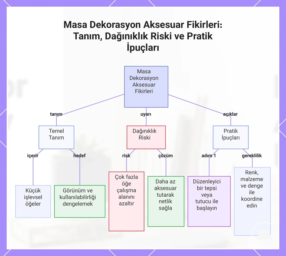 Masa Dekorasyon Aksesuar Fikirleri: Tanım, Dağınıklık Riski ve Pratik İpuçları