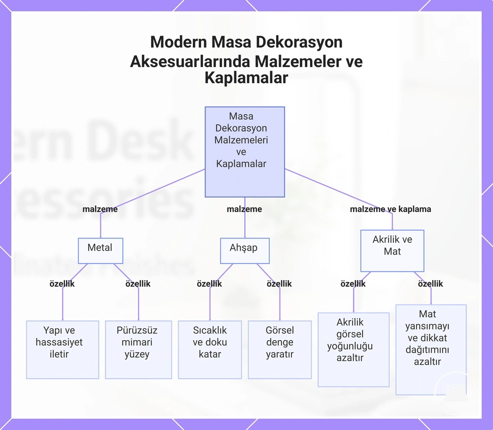 Modern Masa Dekorasyon Aksesuarlarında Malzemeler ve Kaplamalar