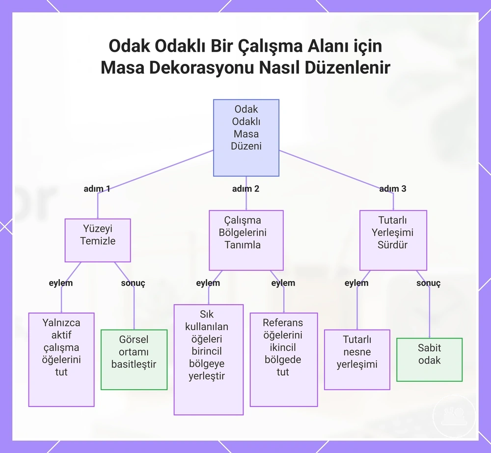Odak Odaklı Bir Çalışma Alanı için Masa Dekorasyonu Nasıl Düzenlenir