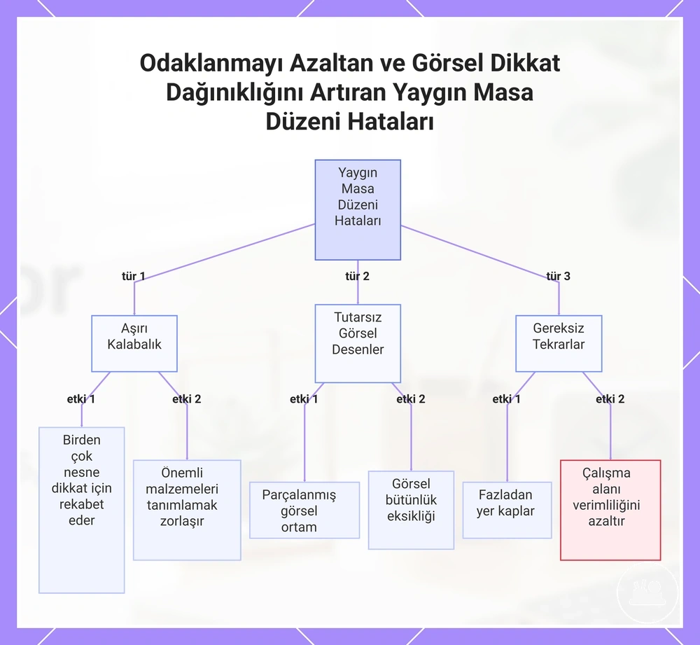 Odaklanmayı Azaltan ve Görsel Dikkat Dağınıklığını Artıran Yaygın Masa Düzeni Hataları