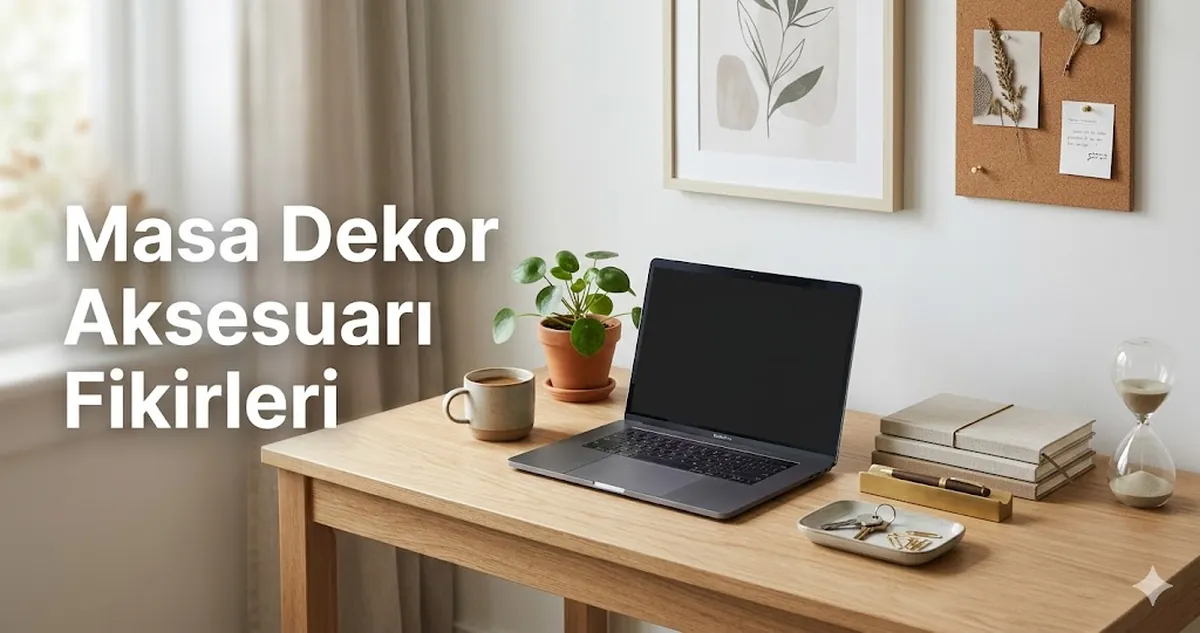 Temiz ve düzenli bir çalışma masasında sergilenen masa dekor aksesuarı fikirleri